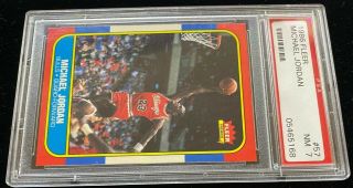 1986 Fleer 57 Michael Jordan RC Rookie HOF Chicago Bulls Centered PSA 7 NM 2079 5