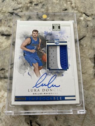 2018 Panini Impeccable Luka Doncic 3 Color Rookie Patch Auto Rpa /99