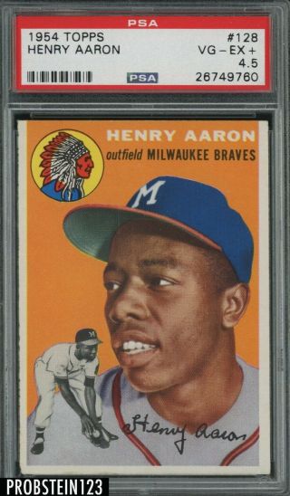 1954 Topps 128 Henry Hank Aaron Milwaukee Braves Rc Rookie Hof Psa 4.  5 Vg - Ex,