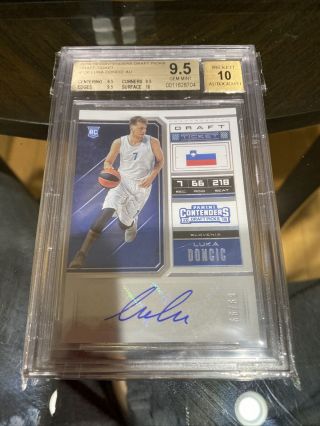 2018 Panini Contenders Luka Doncic Draft Ticket Auto Rc Rookie /99 Bgs 9.  5/10
