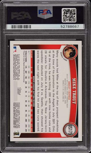 2011 Topps Update Diamond Anniversary Mike Trout ROOKIE RC US175 PSA 9 2