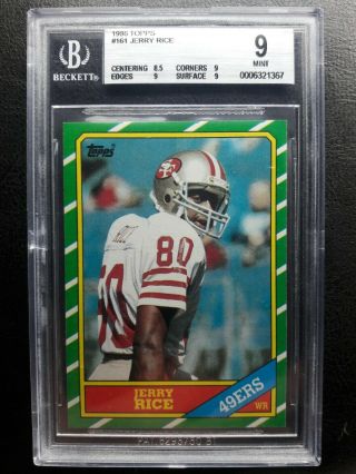 1986 Topps 161 Jerry Rice Rc Bgs 9 Strong Psa Cross Nfl Goat Receiver
