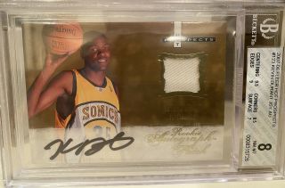 2007 - 08 Fleer Hot Prospects Kevin Durant Rookie Jersey Auto 167/399,  8/10