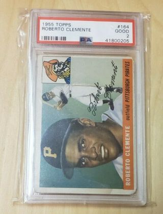 1955 Topps 164 Roberto Clemente Rookie Rc Pirates Psa 2 - Good Label