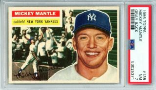 1956 Topps Mickey Mantle 135 Psa Grade 7 Nm - Cond.  " @hi - End Investment Piece "