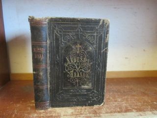 Old Heavenly Food Leather Book 1877 Christian Prayer Bible Story Antique Jesus,