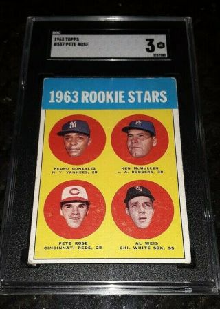 1963 Topps 537 Pete Rose Rookie Stars - Cincinnati Reds - Sgc 3 Vg