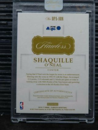 2016 - 17 Flawless Shaquille O ' Neal Dual Patch Auto 8/25 Lakers Magic Q46 2