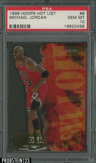 1996 - 97 Nba Hoops Hot List 8 Michael Jordan Chicago Bulls Hof Psa 10