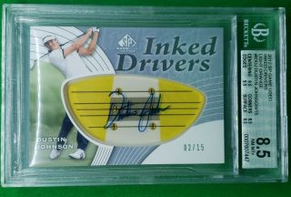 2012 Dustin Johnson Sp Game Inked Drivers /15 Bgs 8.  5 Auto 10 Masters