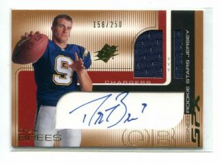 2001 Upper Deck Spx Drew Brees Rookie Rc Auto Autograph Jersey 158/250 Chargers