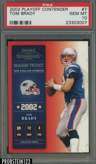 2002 Playoff Contenders Season Ticket Tom Brady England Patriots Psa 10