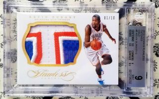 Kevin Durant 2013 - 14 Panini Flawless Gold Patches 01/10 First Card Bgs 9
