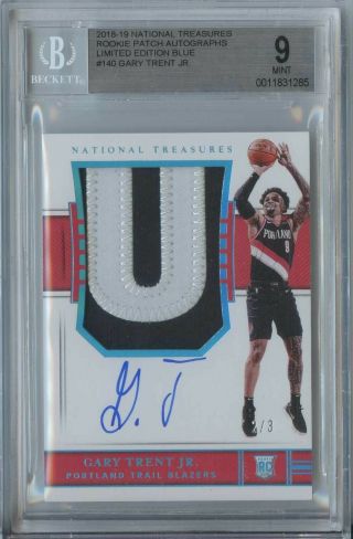 Gary Trent Jr.  2018 19 National Treasures 140 Rc Rookie Patch Auto 2/3 Bgs 9