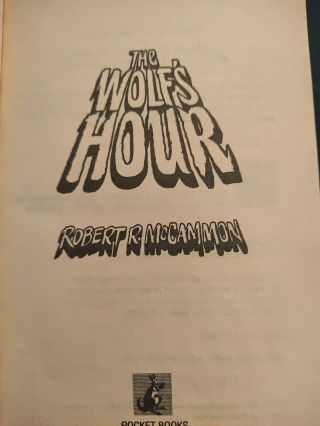 The Wolf’s Hour Robert R.  Mccammon Special Arc Wwii Werewolf 1989