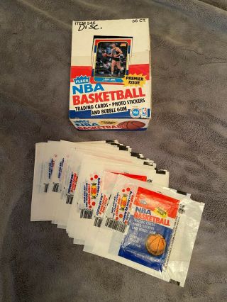 1986 Fleer Basketball Wax Box Empty With 36 Wrappers - Most Wrappers Nm/mt