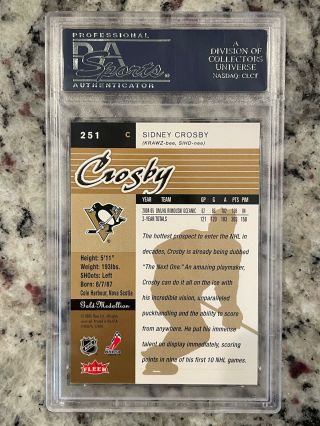 2005 - 06 Fleer Ultra Gold Medallion 251 Sidney Crosby Rookie RC PSA 10 GEM 2