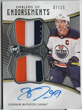 2019 - 20 The Cup Connor Mcdavid Oilers Emblems Of Endorsements Auto Patch Sn /15