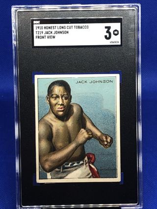 1910 T219 Honest Long Cut Jack Johnson Sgc 3 Vg Only 1 Higher Rare