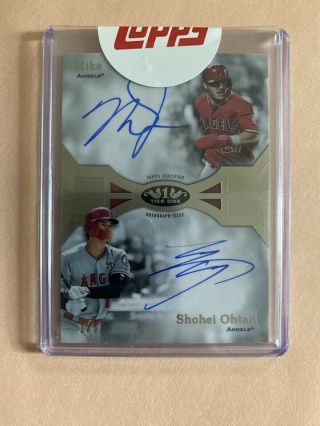 2020 Topps Tier One Mike Trout And Shohei Ohtani Dual Auto 1/5 Rare Ssp