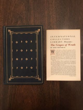 The Grapes Of Wrath By John Steinbeck From International Collectors Library 1939