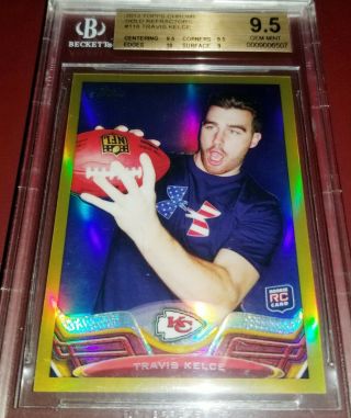 2014 Topps Chrome Gold Refractor Travis Kelce Rookie Bgs 9.  5