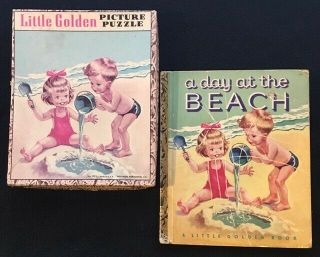 Little Golden Book,  Little Golden Picture Puzzle - A Day At The Beach - Complete