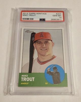 Mike Trout - 2012 Topps Heritage - 207 - Rookie - Psa 10 Gem - Angels -