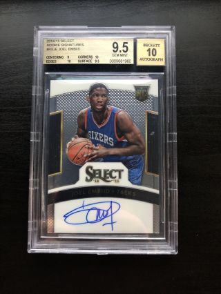 2014 - 15 Select Joel Embiid Rookie Signatures Rc Bgs 9.  5 10 Auto 255/275