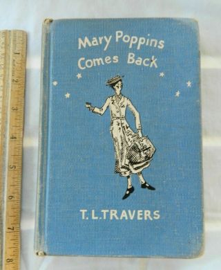 Mary Poppins Comes Back - Pl Travers 1935 Hc Exlib Harcourt Brace