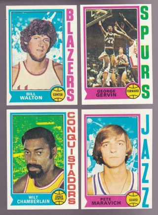 1974 - 75 Topps Complete 264 Card Basketball Set Wrapper Gervin Walton