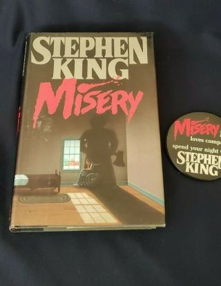 Misery By Stephen King Hb/dj First Ed? Viking 1987 With Promo Pin Back
