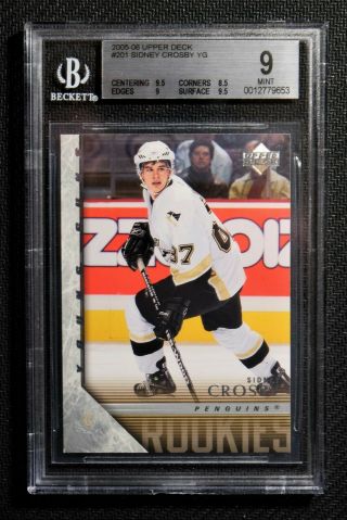 2005 - 06 Upper Deck Young Guns Sidney Crosby Rookie Card 201: Beckett 9