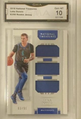 2018 National Treasures Triple Luka Doncic Rookie Rc Patch /99 Graded 10 Psa Bgs