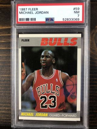1987 Fleer Michael Jordan 59 Psa 7 Nm Chicago Bulls 2nd Year Card 87 - 88 Invest