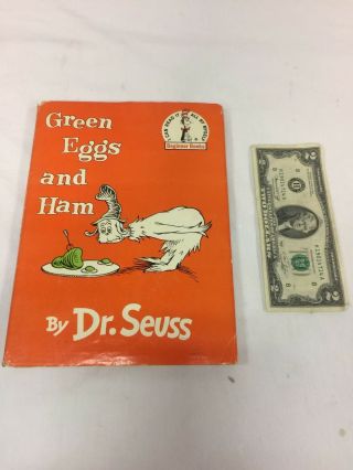 Vintage 1960 " Green Eggs & Ham " Dr.  Seuss Hardcover,  Dustjacket,  With Wear