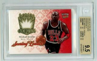 Michael Jordan 2007 - 08 Ultra Se Season Crowns Game Jersey Bgs 9.  5,  Quad 9.  5