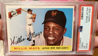 Psa 5 Ex Mc 1955 Topps Giants Willie Mays Card 194 Newly Graded Solid