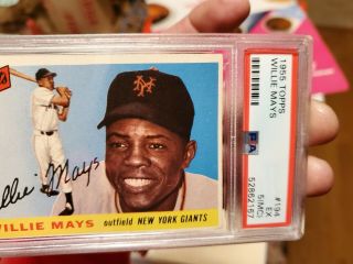 PSA 5 EX MC 1955 Topps Giants Willie Mays Card 194 Newly Graded SOLID 3