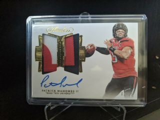Patrick Mahomes 2018 Panini Flawless Dual 3 Color Patch On Card Auto 1/25