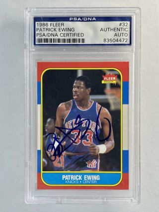 Patrick Ewing 1986 - 87 Fleer Rookie Card Rc 32 Autograph Auto Psa Dna Certified