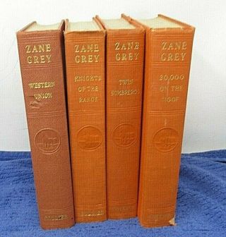 4 Vintage Zane Gray Novels Western Union,  30,  000 On The Hoof,  Twin Sombreros 1more
