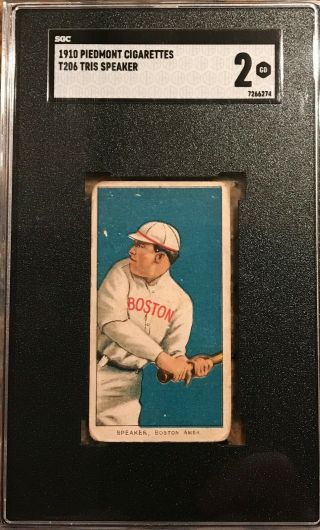 1909 - 11 T206 Tobacco Baseball Card Tris Speaker Rc Hof Boston Red Sox Sgc 2