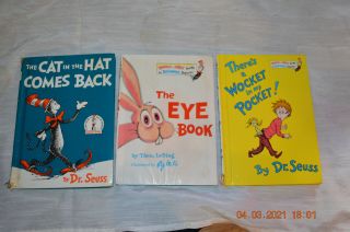3 Vintage Dr.  Seuss Books 1st First Edition The Cat In The Hat Comes Back The Ey