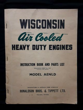 Wisconsin Air Cooled Heavy Duty Engines Instruction Book Parts List Model Aenld