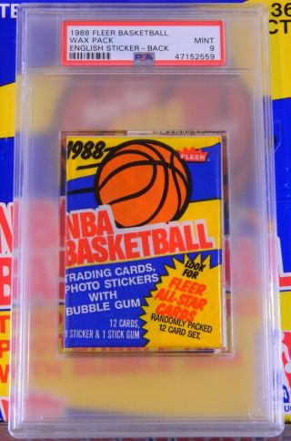 1988 - 89 Fleer Basketball Wax Pack Psa 9 Alex English 4 Sticker Box Fresh