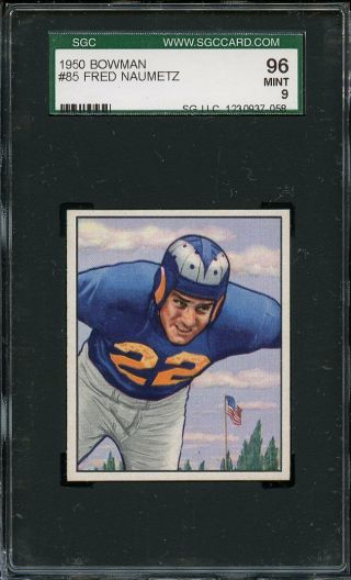 1950 Bowman Fred Naumetz 85 Los Angeles Rams - Sgc 96 / 9 - Low Pop