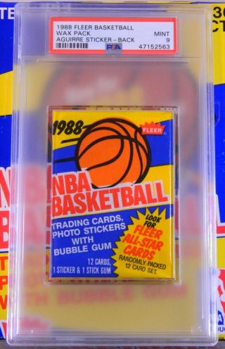 1988 - 89 Fleer Basketball Wax Pack Psa 9 Mark Aguirre 1 Sticker Box Fresh