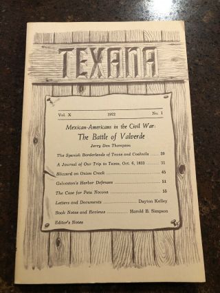 Texana 1972 Mexican Americans In The Civil War Battle Of Valverde C7