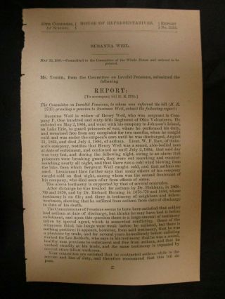 Government Report 5/22/1888 Henry Weil Company F 165th Oh Volunteers Civil War